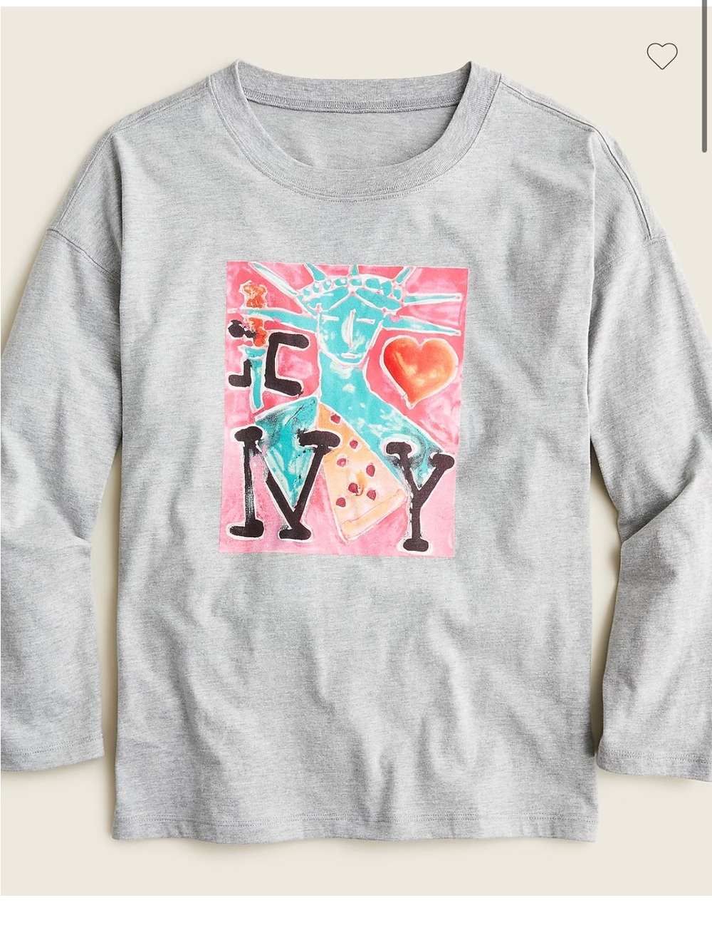 J.Crew X Katherine Bernhardt long-sleeve gray New York graphic print T-shirt Top